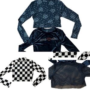 Lot of 4 crop tops size small, celestial, goth, punk styles